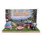 Preview: Geldgeschenk Verpackung Camping Diorama mit Zelt Grill und Wohnwagen