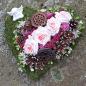 Preview: Moosherz rosa Rosen mit Engel Grabschmuck