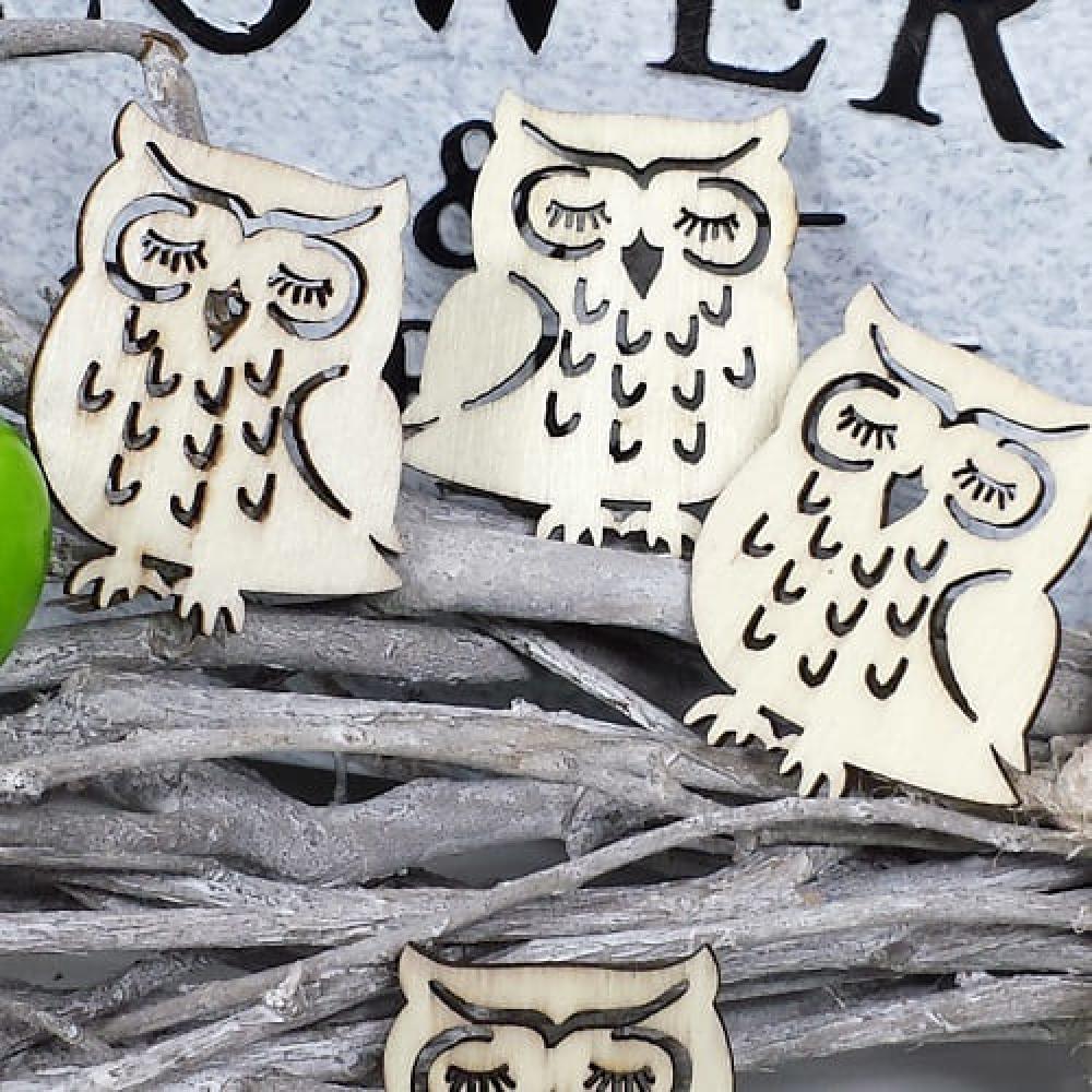 3 Eulen aus Holz