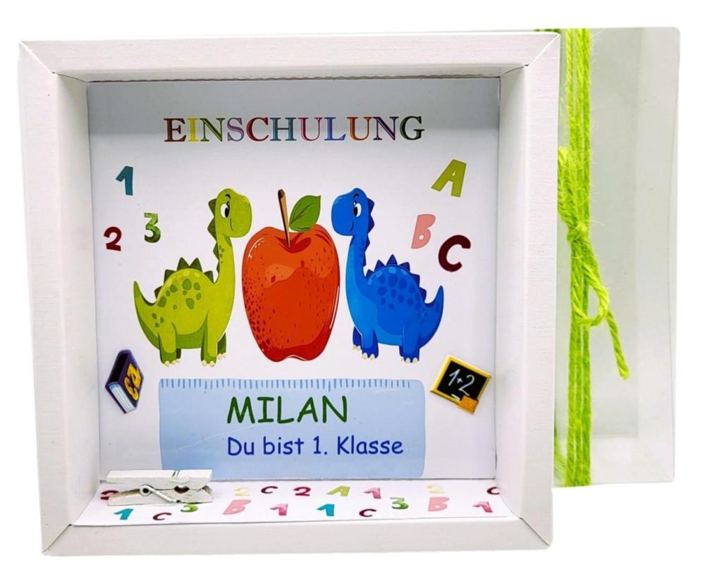 Geldgeschenk zum Schulanfang für Junge mit Dinosaurier