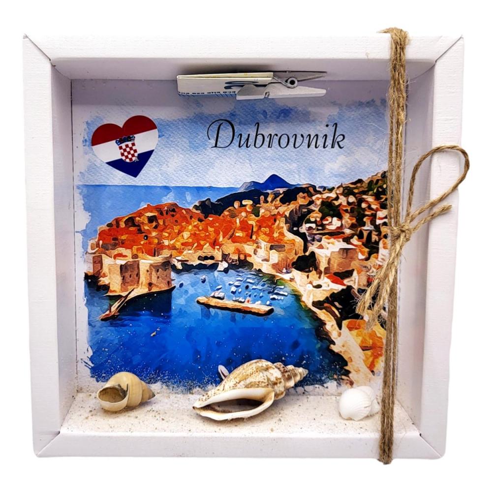 Geldgeschenk Verpackung Dubrovnik Kroatien mit Muscheln und Sand
