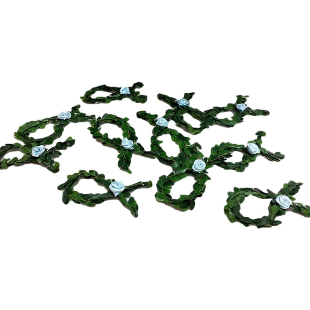 Preview: Kleine Fische hellblau aus Buchsbaum. Streudeko zur Taufe