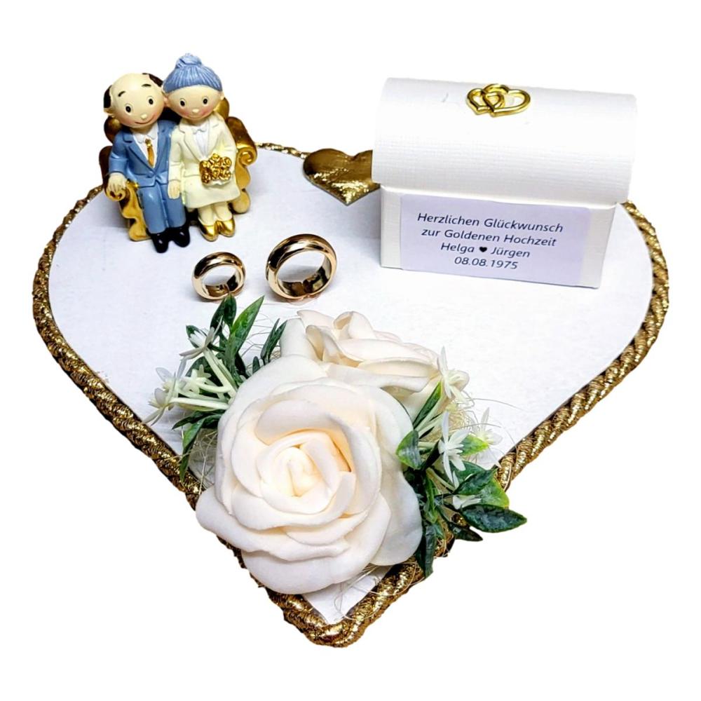 Geldverpackungzur goldenen Hochzeit Holzherz