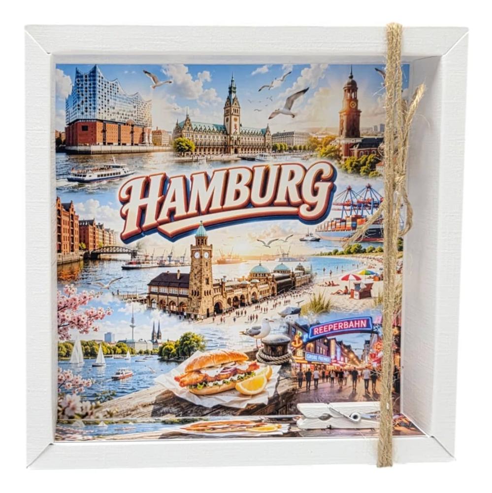 Geldgeschenk Verpackung Hamburg mit Elbphilharmonie und Hafenmotiv