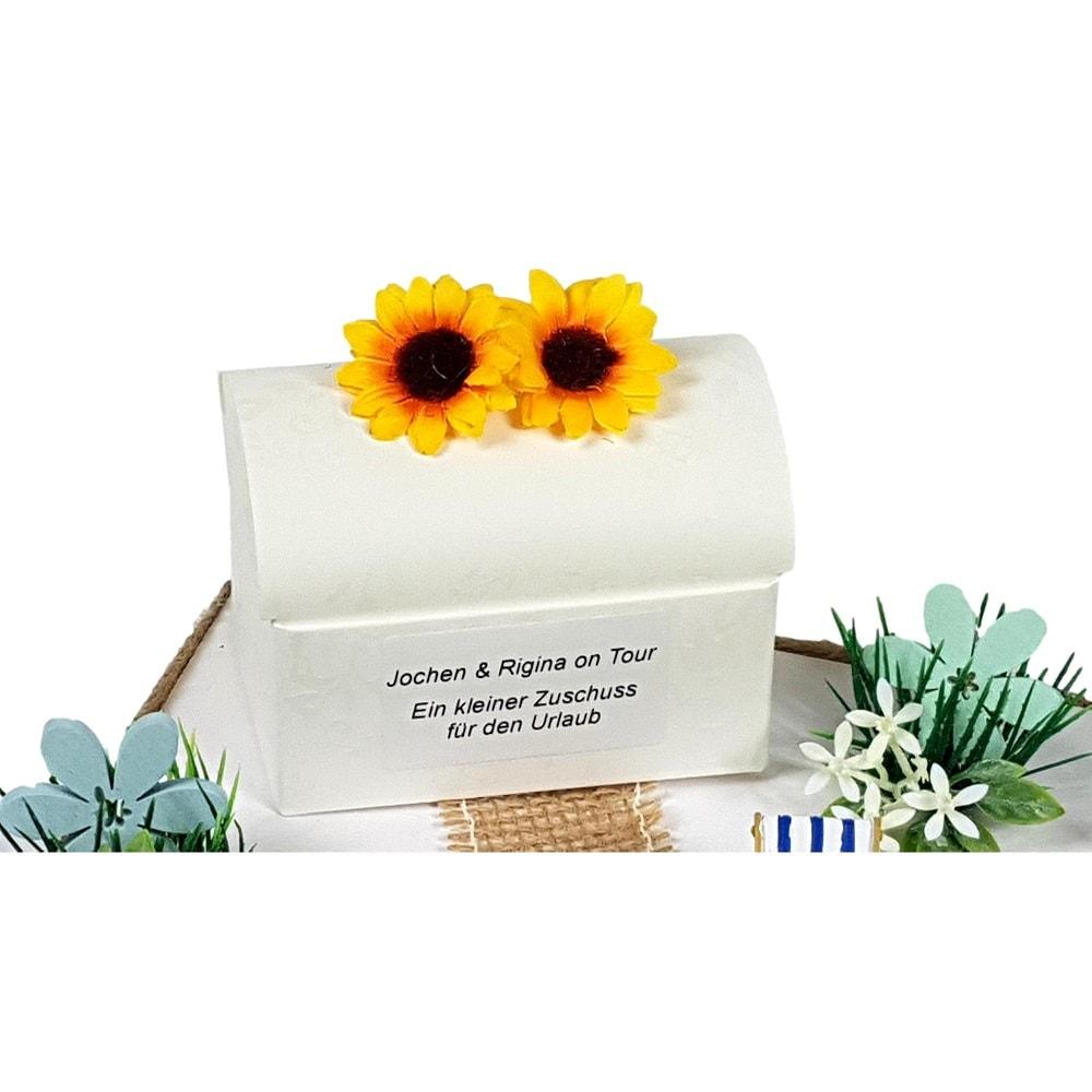 Preview: Geldverpackung Box mit Sonnenblumen