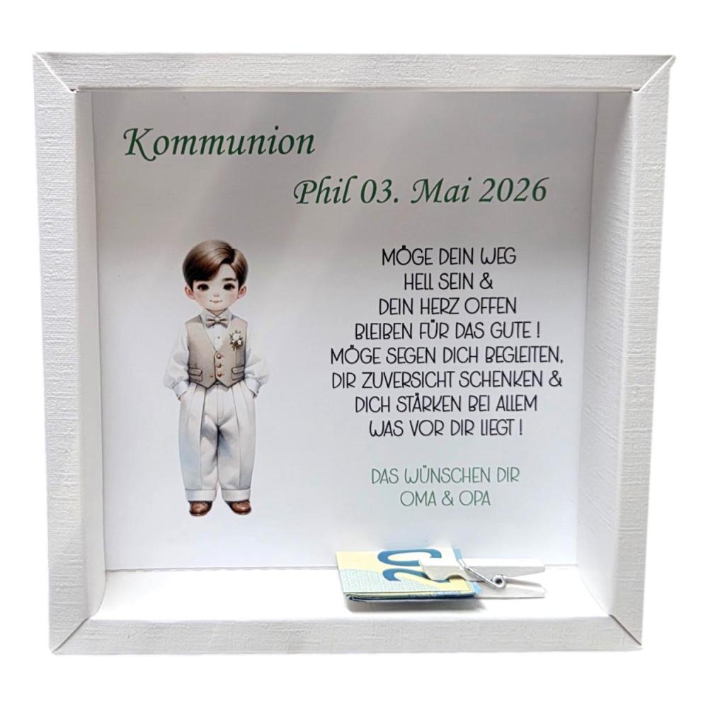 Preview: Geschenkbox zur Kommunion für Jungen mit Segensspruch