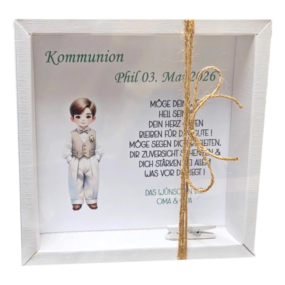 Geldgeschenk Kommunion Geschenkbox mit transparentem Deckel,personbalisiert