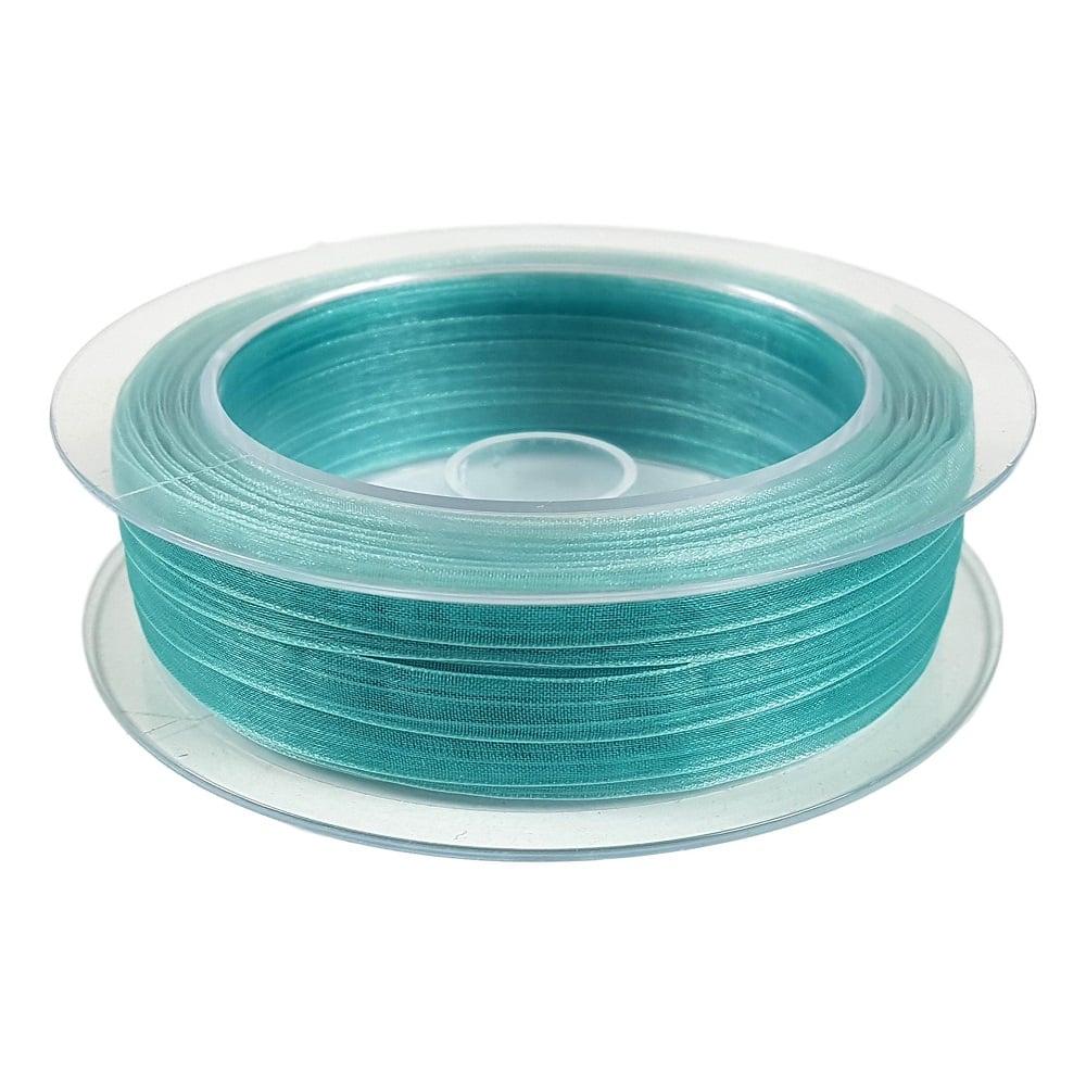 Preview: Organzaband 7mm mit Webkante Farbauswahl Preview: organza 7mm tuerkis