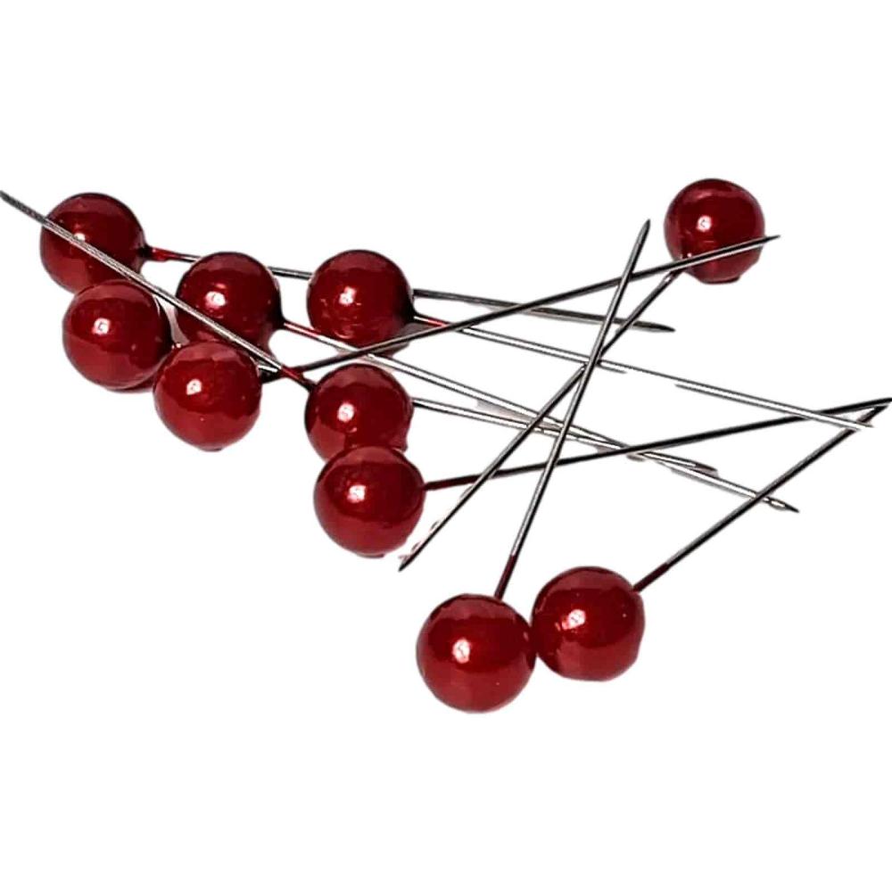 Preview: Rosennadeln, Stecknadeln 10x60mm Preview: Perlennadeln rot 1cm