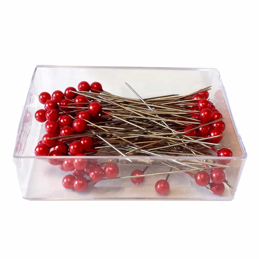 Preview: Perlennadeln Stecknadeln Ø 6mm Länge 6,5cm Farbauswahl Preview: Perlennadeln  rot 6cm