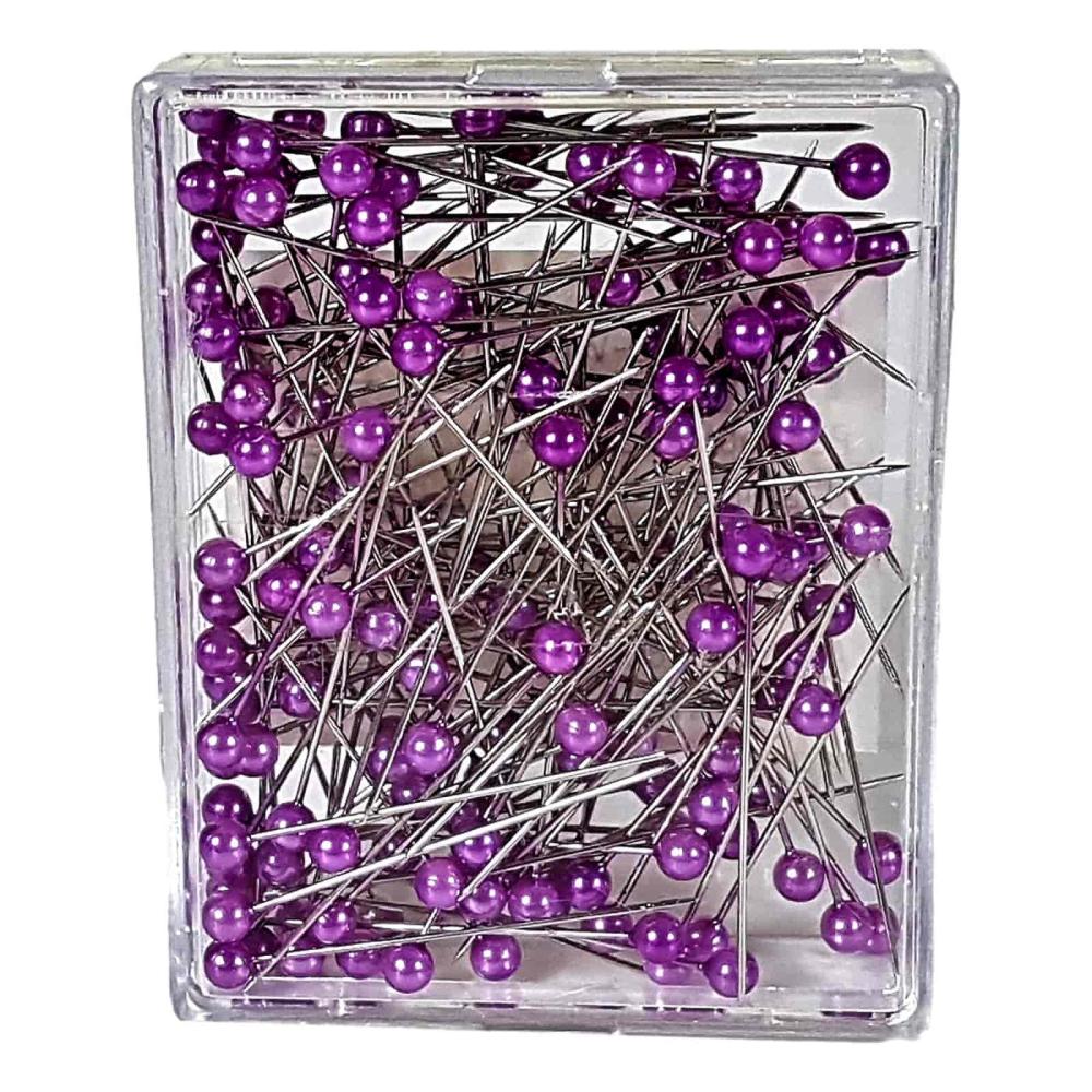 Preview: 150 kleine Stecknadeln 4cm, mit farbigen Köpfen Preview: Kleine Stecknadeln violett 4cm