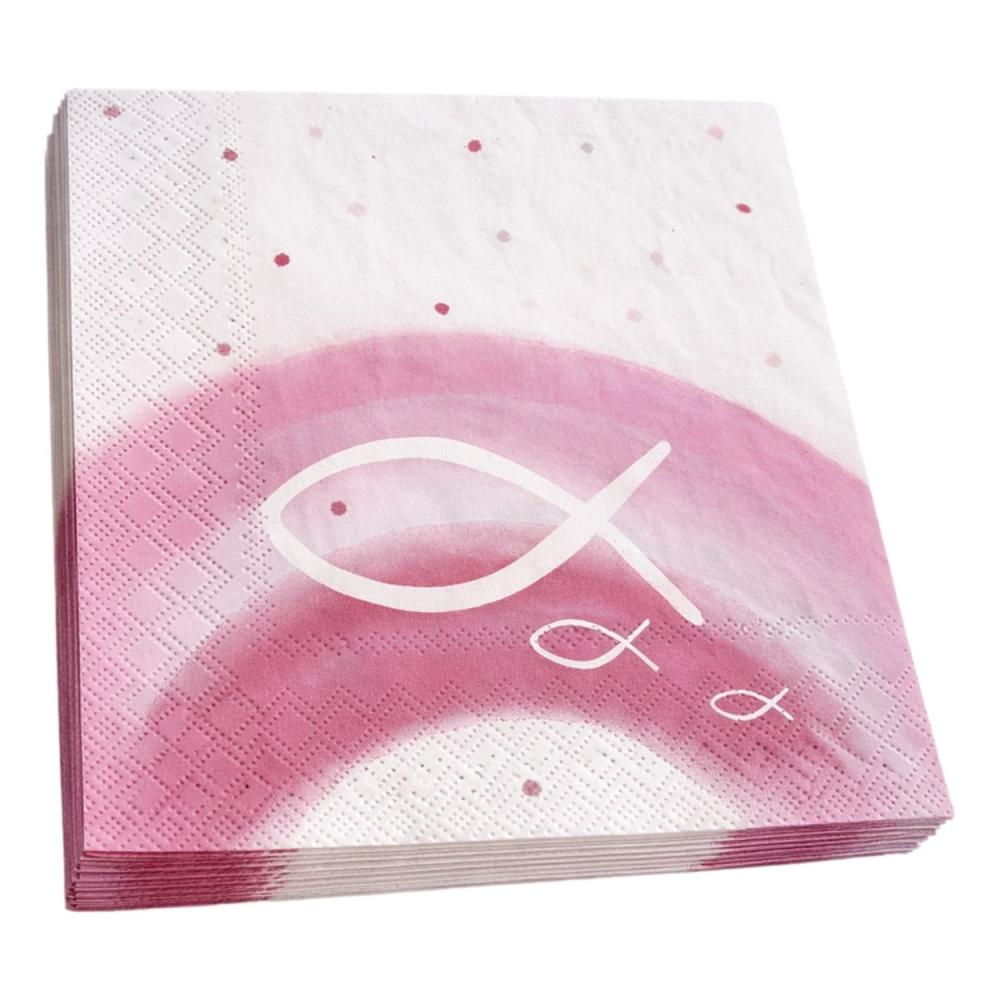 Serviette mit Regenbogen in Rosa und Fisch
