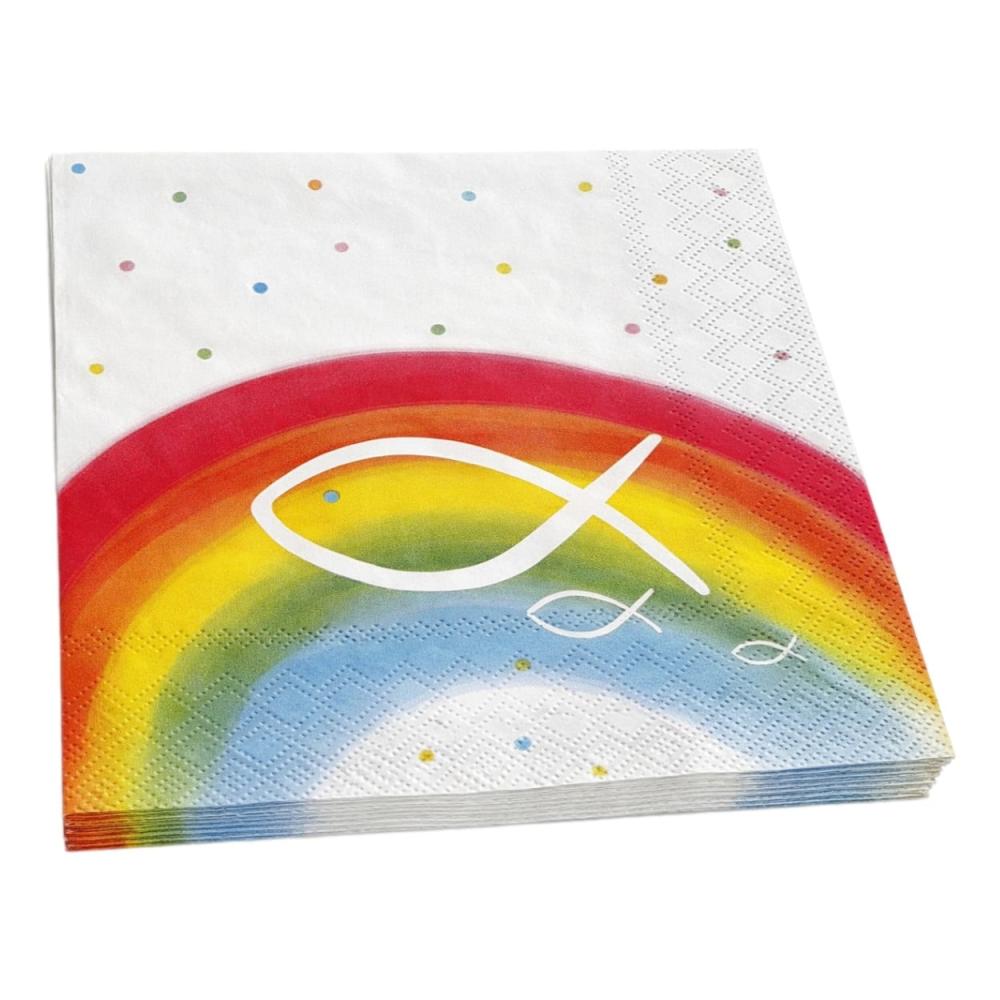 Serviette mit buntem Regenbogen und Fisch
