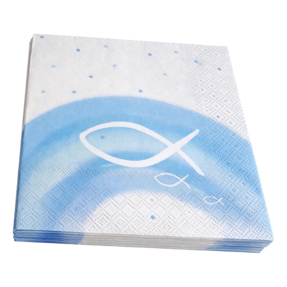 Serviette mit blauem Regenbogen und Fisch