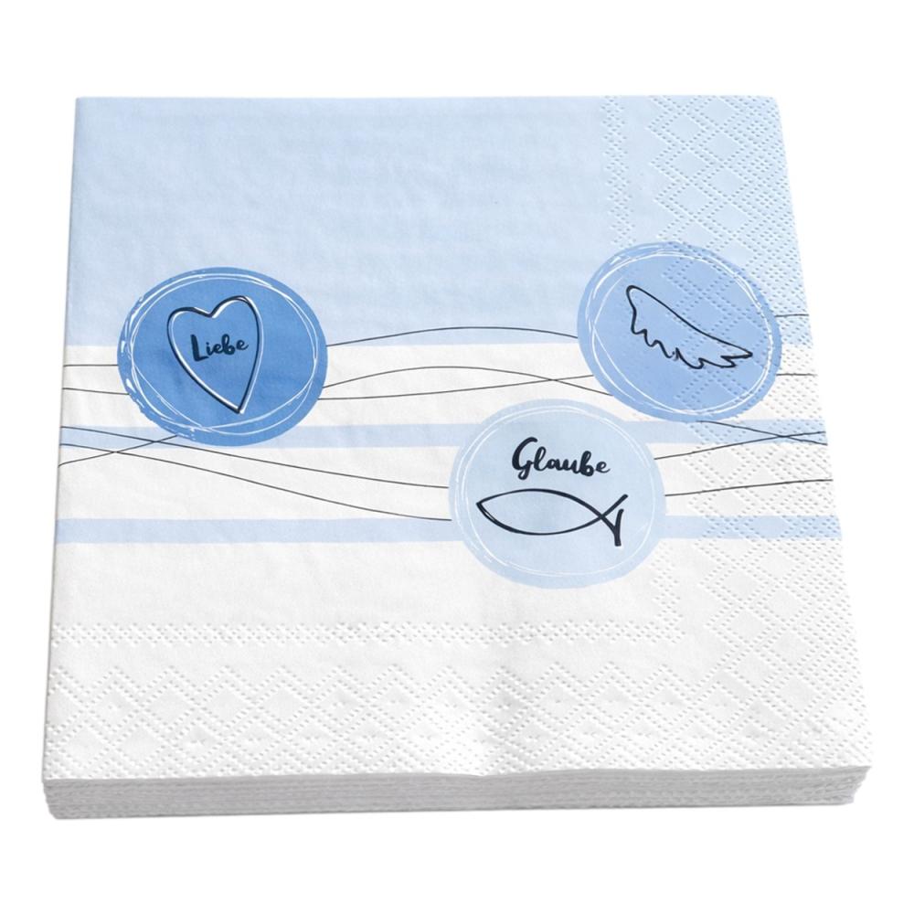 Servietten  Hellblau mit Herz und Fisch