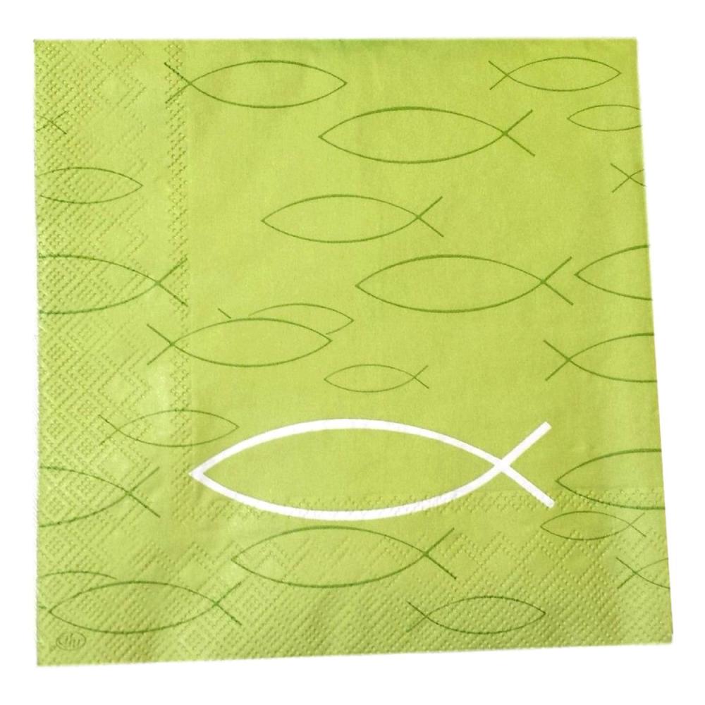 Maigrüne Serviette mit Fisch