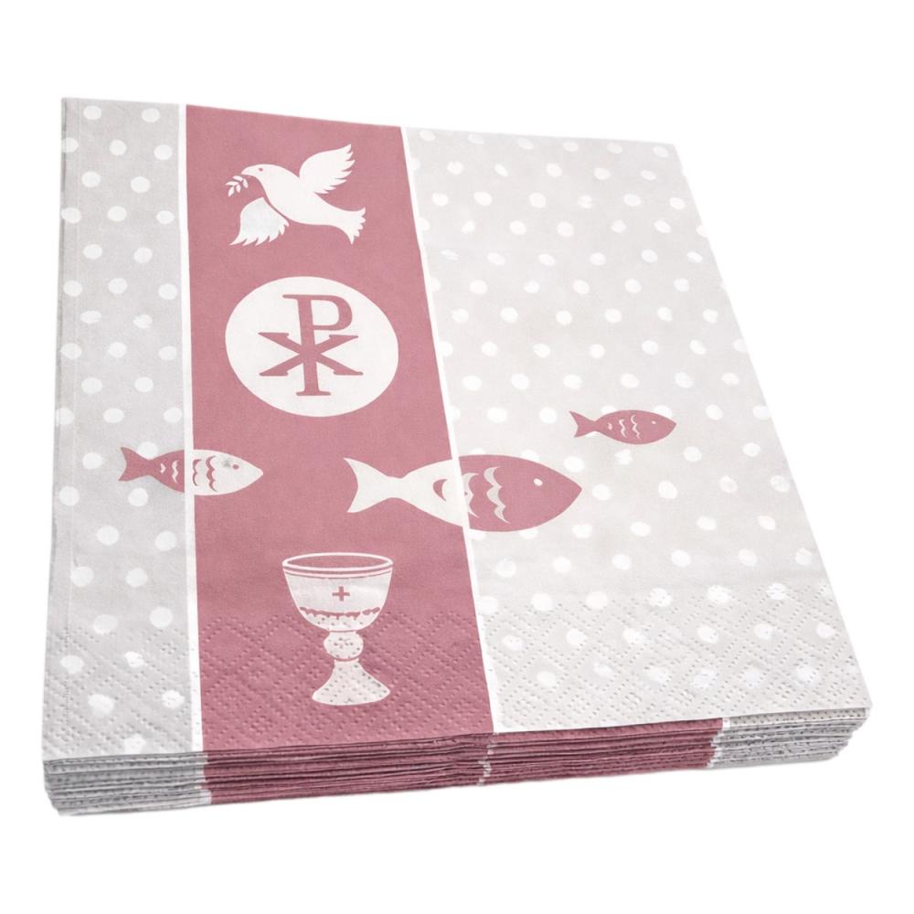 Serviette mit PAX, Fisch und Taube in Beere