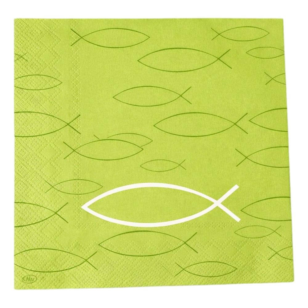 Maigrüne Serviette mit Fisch