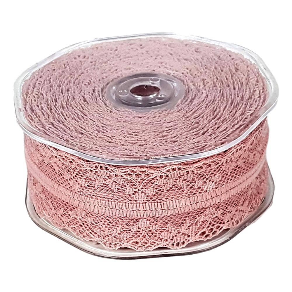 Preview: Zarte Spitze mit feinem Strich, weiß oder altrosa Preview: Spitzenborte altrosa 4cm breit