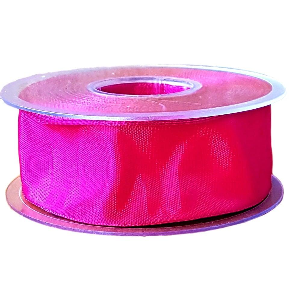 Preview: Taftband mit Drahtkante 40mm breit Farbauswahl Preview: Taftband pink 4cm