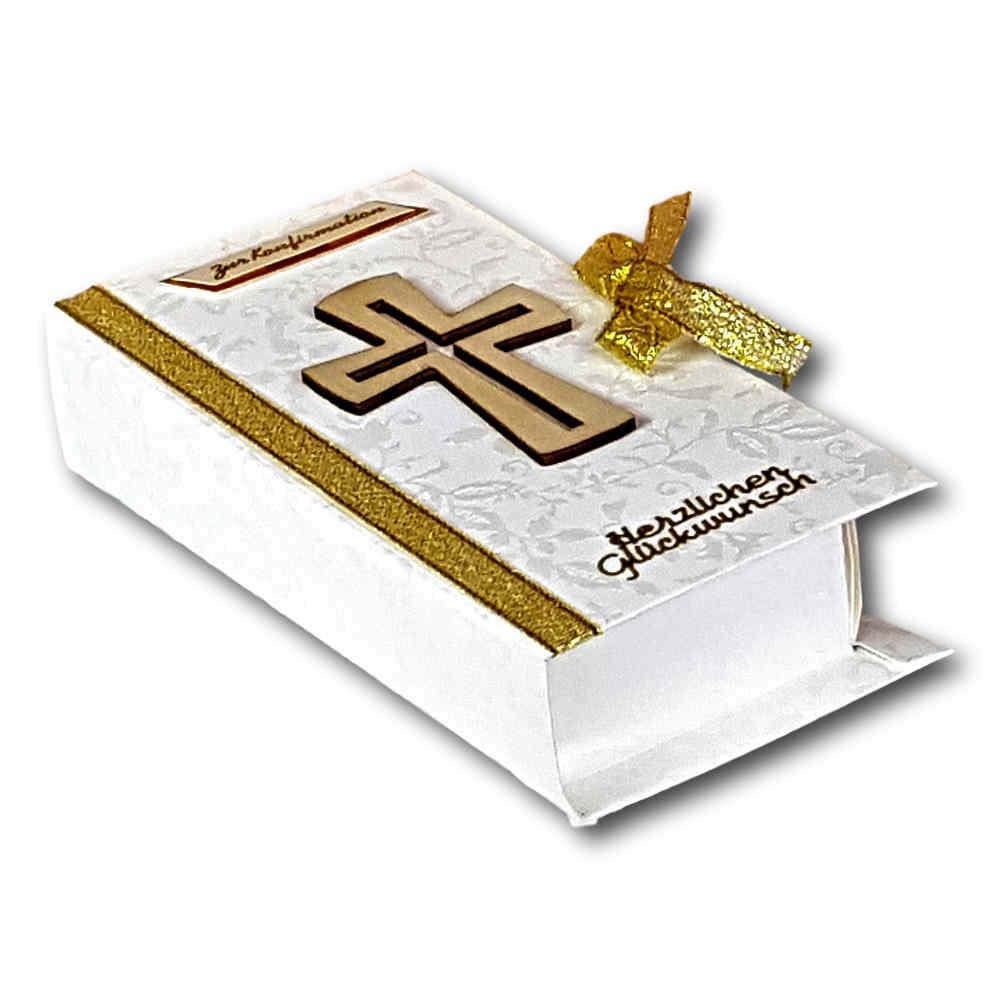 Buch mit Kreuz Geschenkverpackung zur Konfirmation