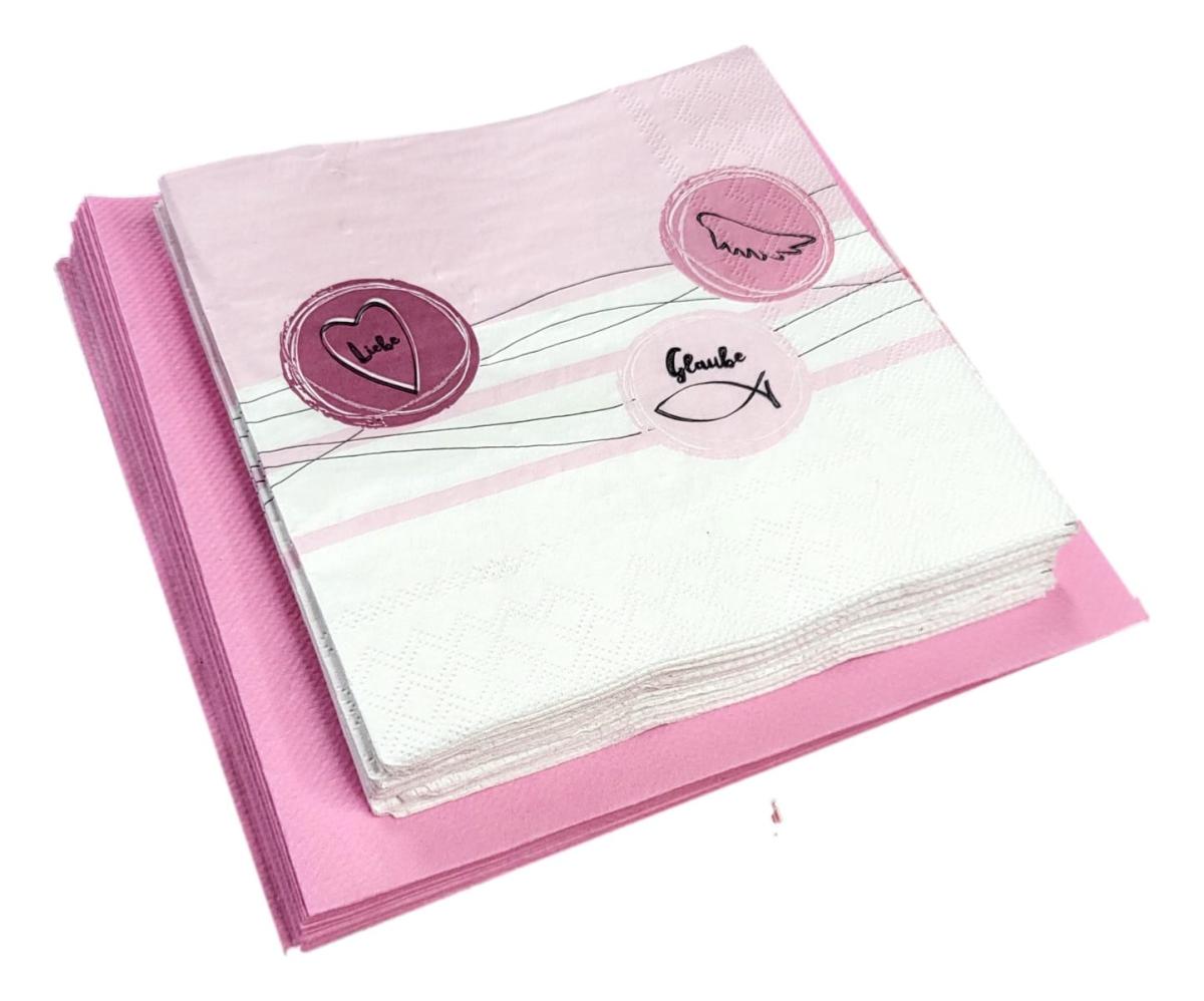 Servietten in Rosa mit christlichen Motiven