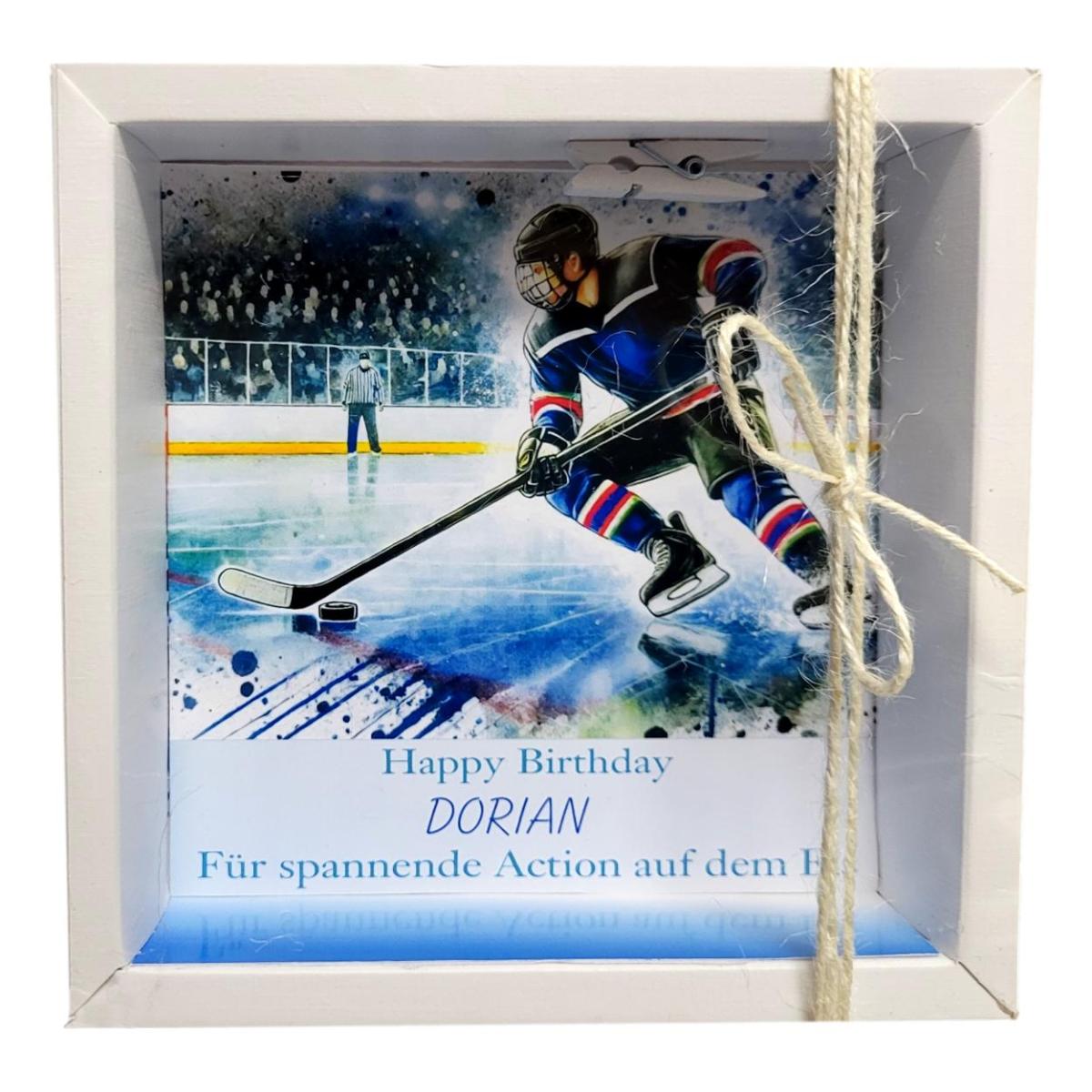 Geburtstagsgeschenk für Sportfans – Eishockey Geldgeschenk Box personalisierbar