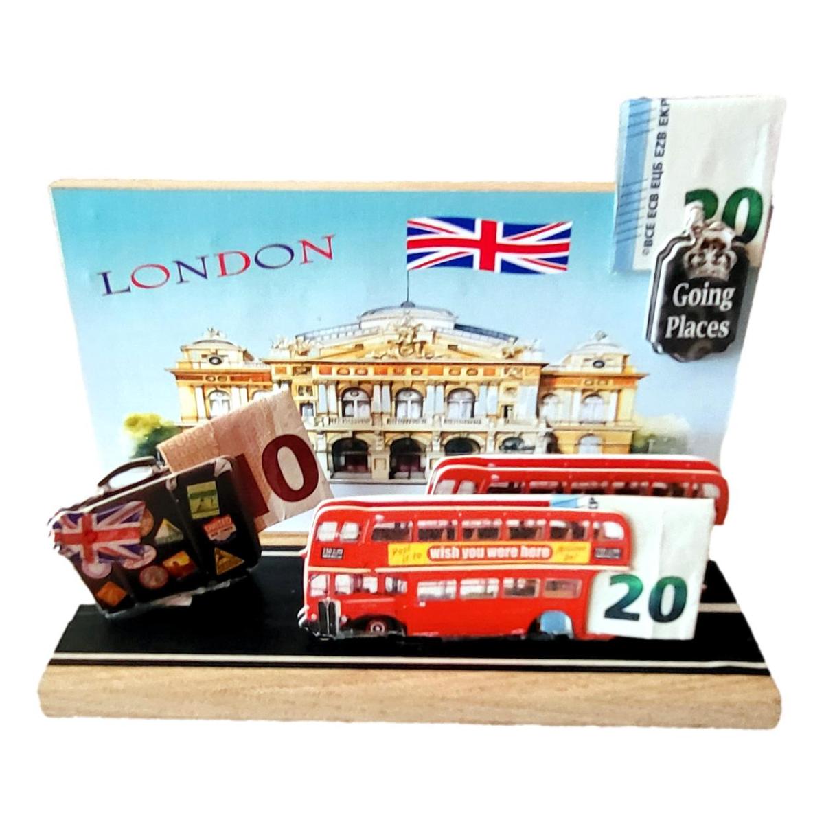 Geldgeschenk Diorama London aus Holz mit Reise-Motiv