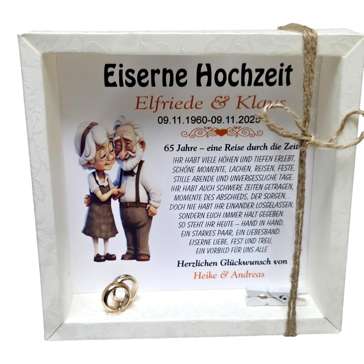 Geldgeschenk Box zur Eisernen Hochzeit 65 Jahre verheiratet
