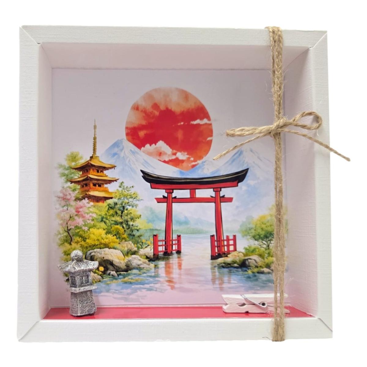 Geldgeschenk Verpackung mit Japan Motiv und rotem Torii-Tor