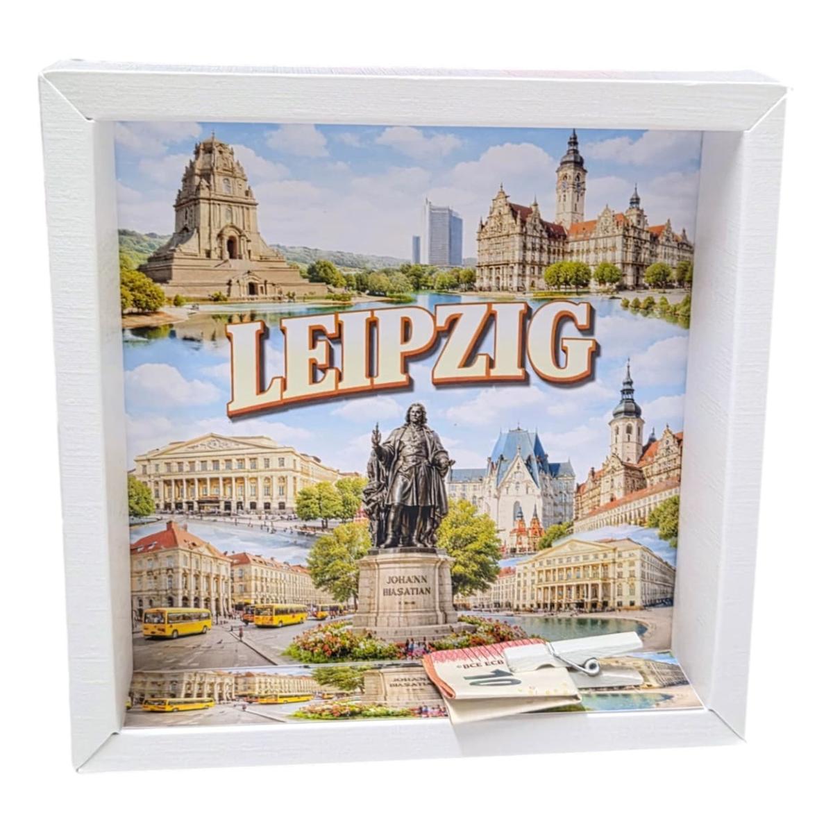 Geschenkbox Leipzig Städtereise mit Geldscheinhalter