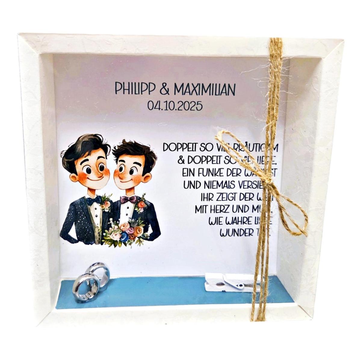 Geldgeschenk für gleichgeschlechtliches Paar mit Namen und Datum