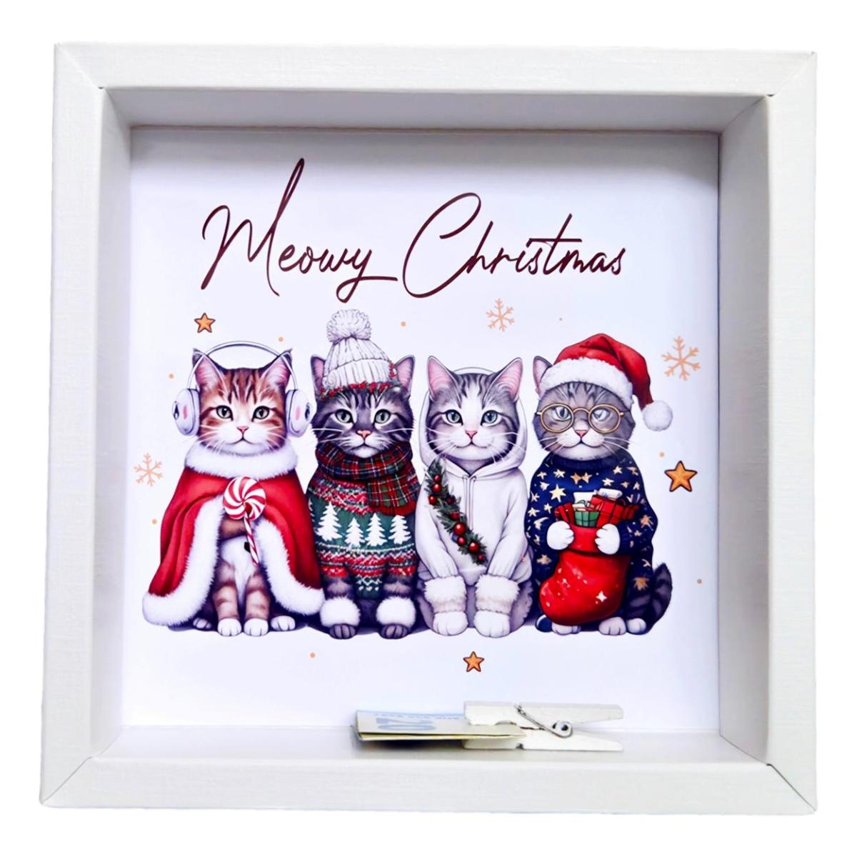 Detailansicht Weihnachtskatzen im winterlichen Design – Geschenkverpackung Weihnachten