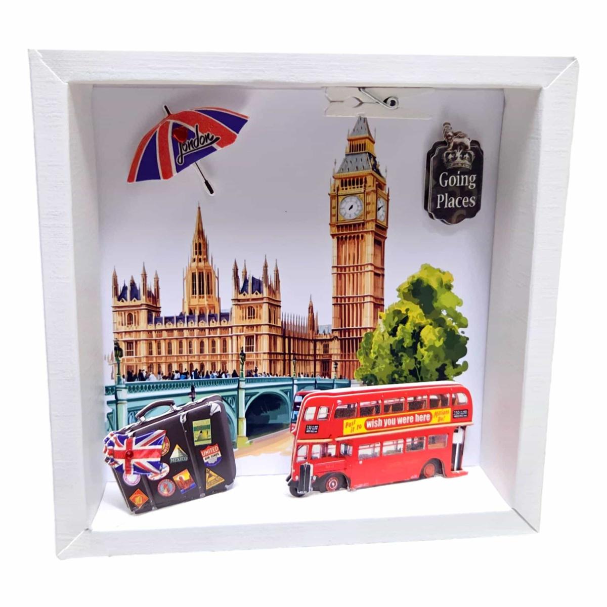 Gutscheinbox London Städtereise mit Reisekoffer Union Jack und Geldklammer