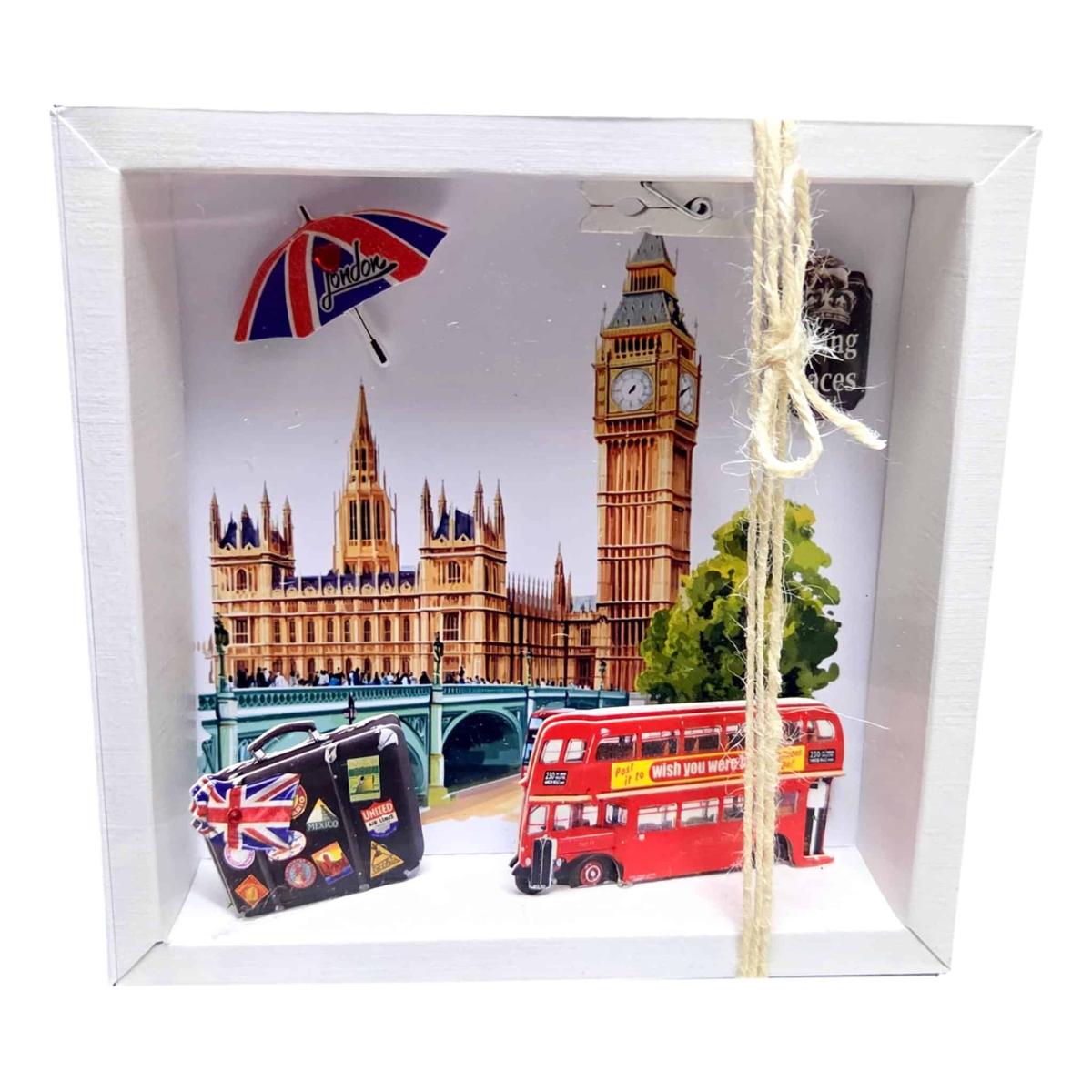 Geldgeschenk Verpackung London Reise mit Big Ben und rotem Doppeldeckerbus