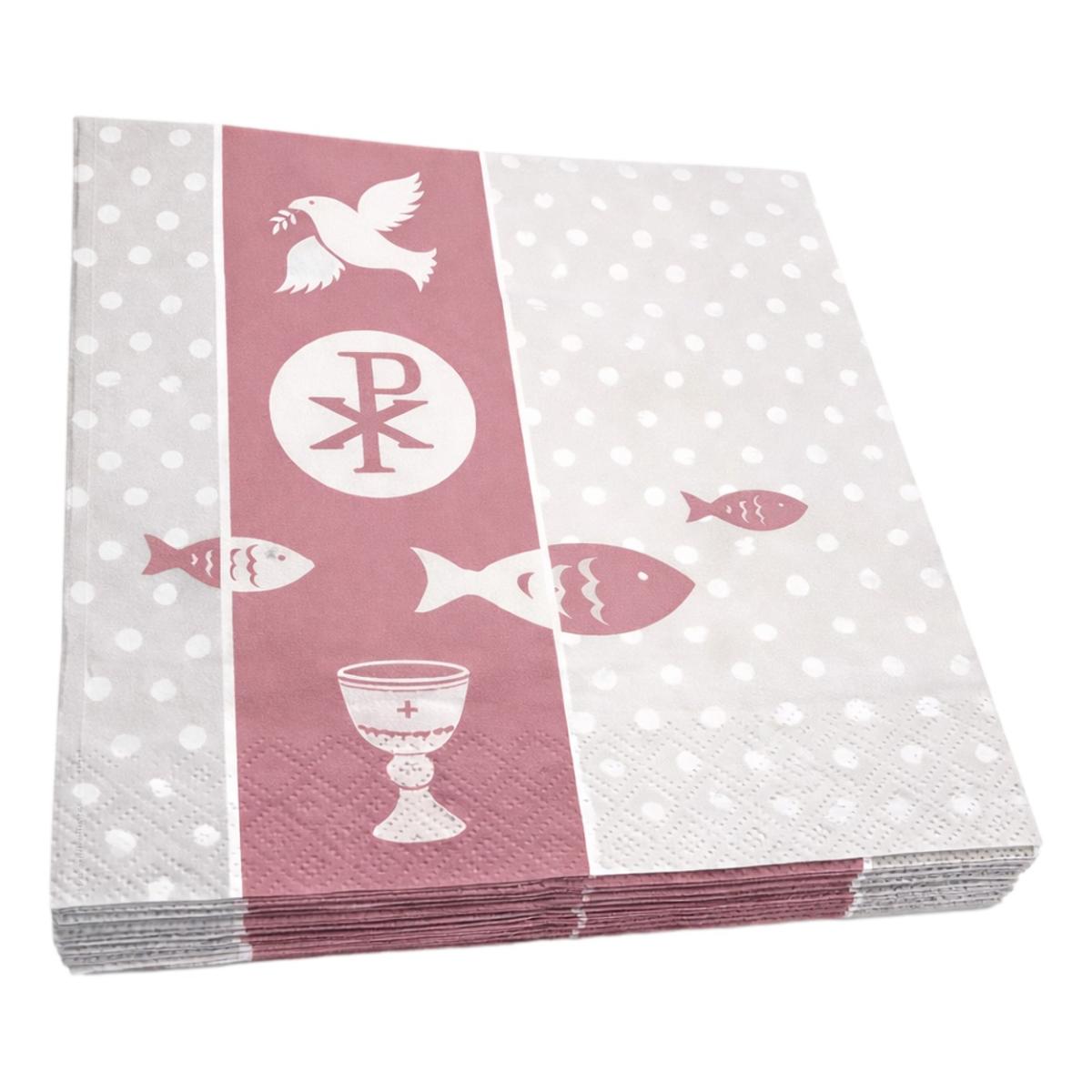Serviette mit PAX, Fisch und Taube in Beere
