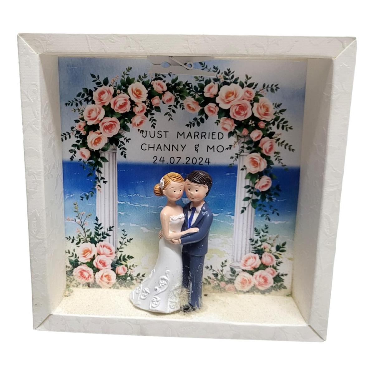 Geldgeschenk zur Hochzeit - dekorative Brautpaar - Box mit Strandmotiv